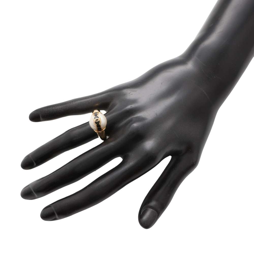 CHANEL CC Logo Pearl Ring Size 53ABD289 Metal Faux Pearl