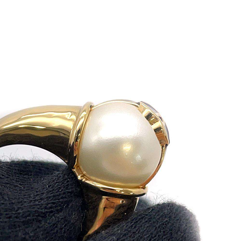 CHANEL CC Logo Pearl Ring Size 53ABD289 Metal Faux Pearl