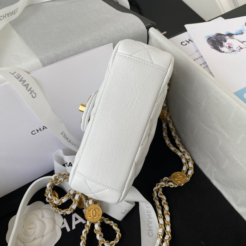 CHLMini GlamIap Bag With Top Handle Gold Hardware White For Women Handbags, Shoulder Bags 7.9in/20cm AS2431Ãƒâ€šÃ‚Â 