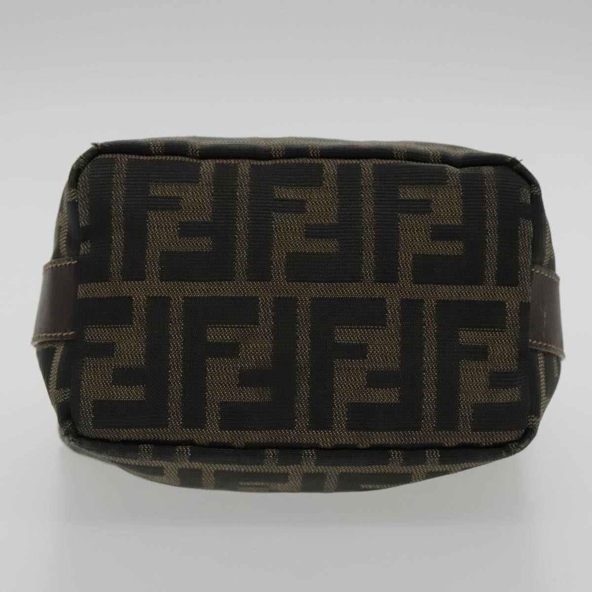 FENDI Zucca Canvas Vanity Hand Bag Brown 95992