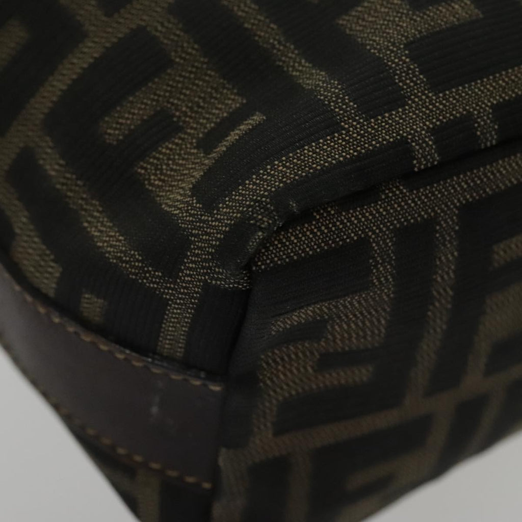 FENDI Zucca Canvas Vanity Hand Bag Brown 95992
