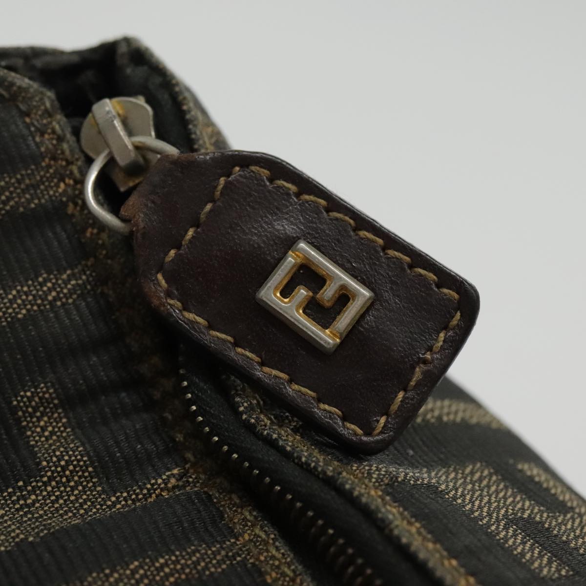 FENDI Zucca Canvas Vanity Hand Bag Brown 95992