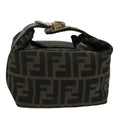 FENDI Zucca Canvas Vanity Hand Bag Brown 95992