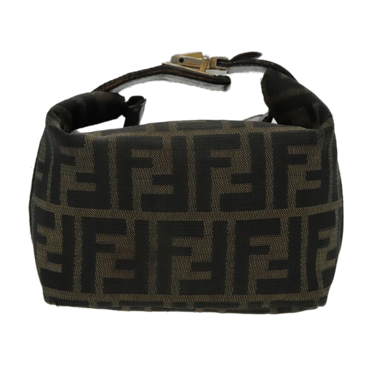 FENDI Zucca Canvas Vanity Hand Bag Brown 95992
