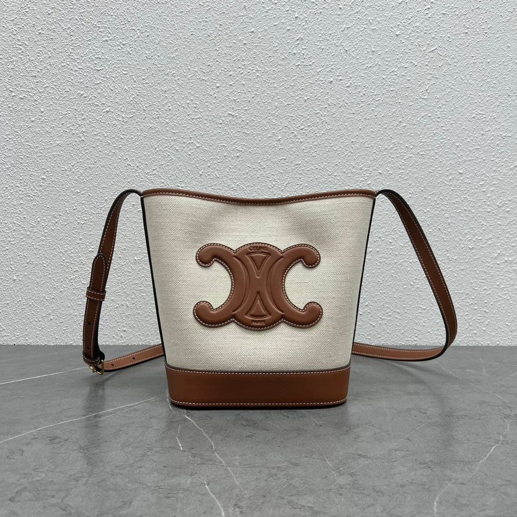 GLAMI Small Bucket Cuir Triomphe In Textile Natural / Tan For Women 9in/22cm 198242EGlamI.02NT