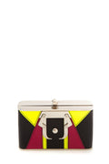 Paula Cademartori Neon Yellow & Black Leather Paneled Clutch NWT