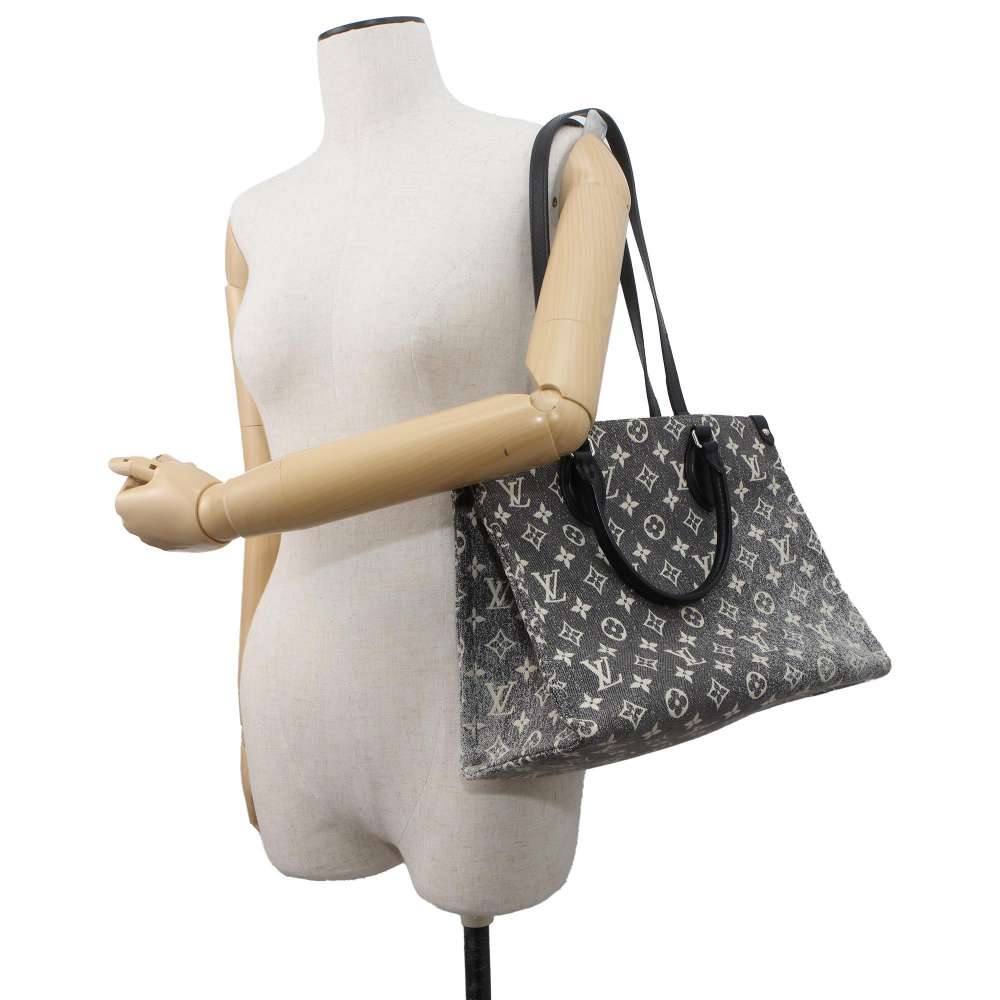 LOUIS VUITTON Onthego Noir/White M46448 Monogram・Jacquard Denim Size MM