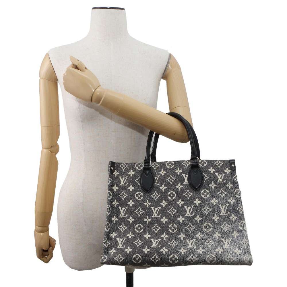 LOUIS VUITTON Onthego Noir/White M46448 Monogram・Jacquard Denim Size MM