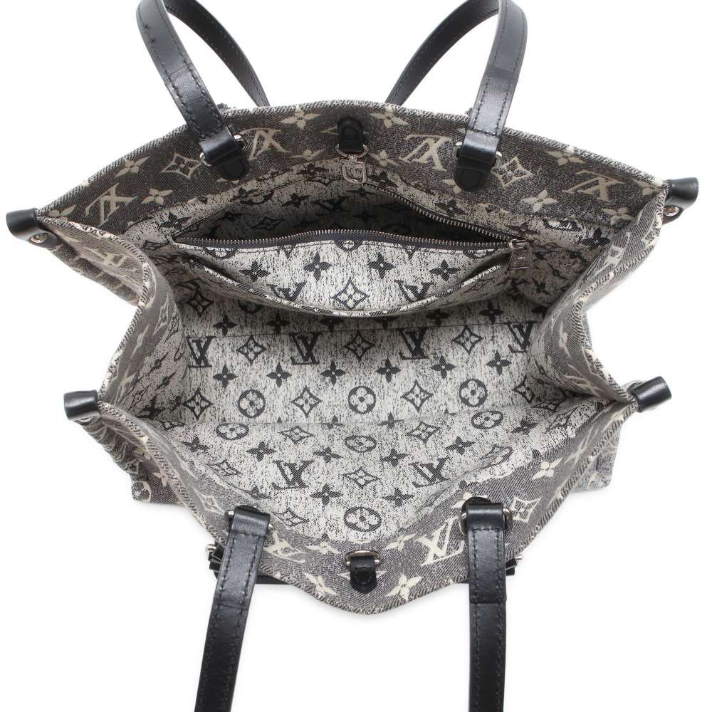 LOUIS VUITTON Onthego Noir/White M46448 Monogram・Jacquard Denim Size MM