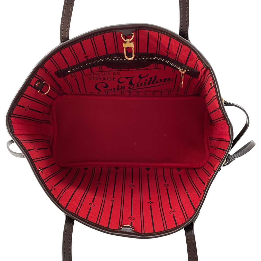 LOUIS VUITTON Neverfull Red N51109 Damier Ebene Canvas Size PM