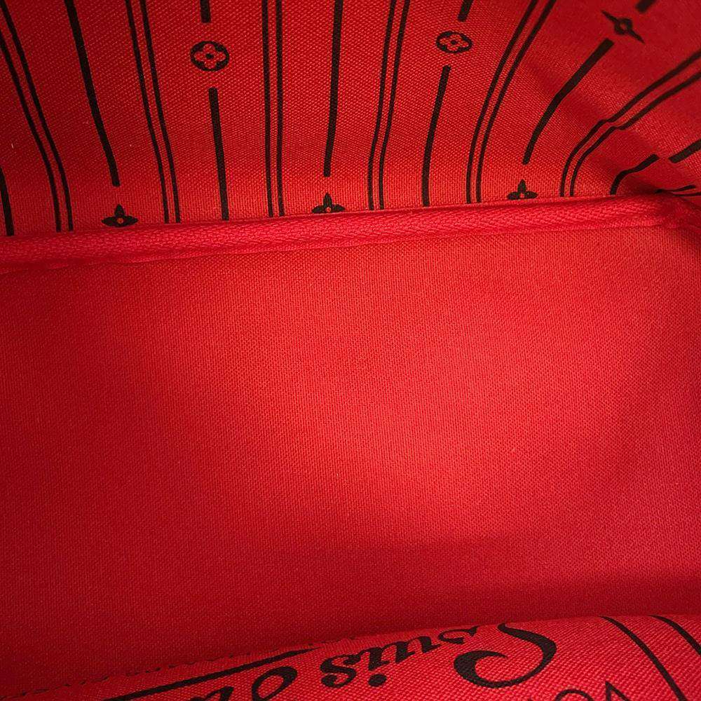 LOUIS VUITTON Neverfull Red N51109 Damier Ebene Canvas Size PM