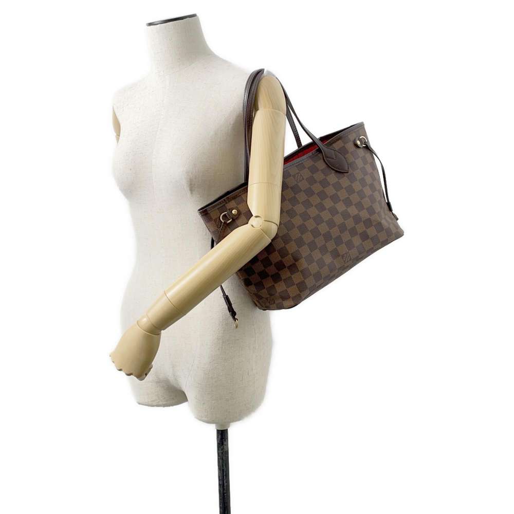 LOUIS VUITTON Neverfull Red N51109 Damier Ebene Canvas Size PM