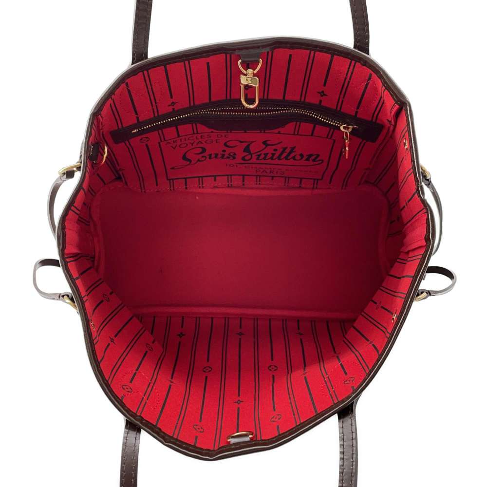 LOUIS VUITTON Neverfull Red N51109 Damier Ebene Canvas Size PM