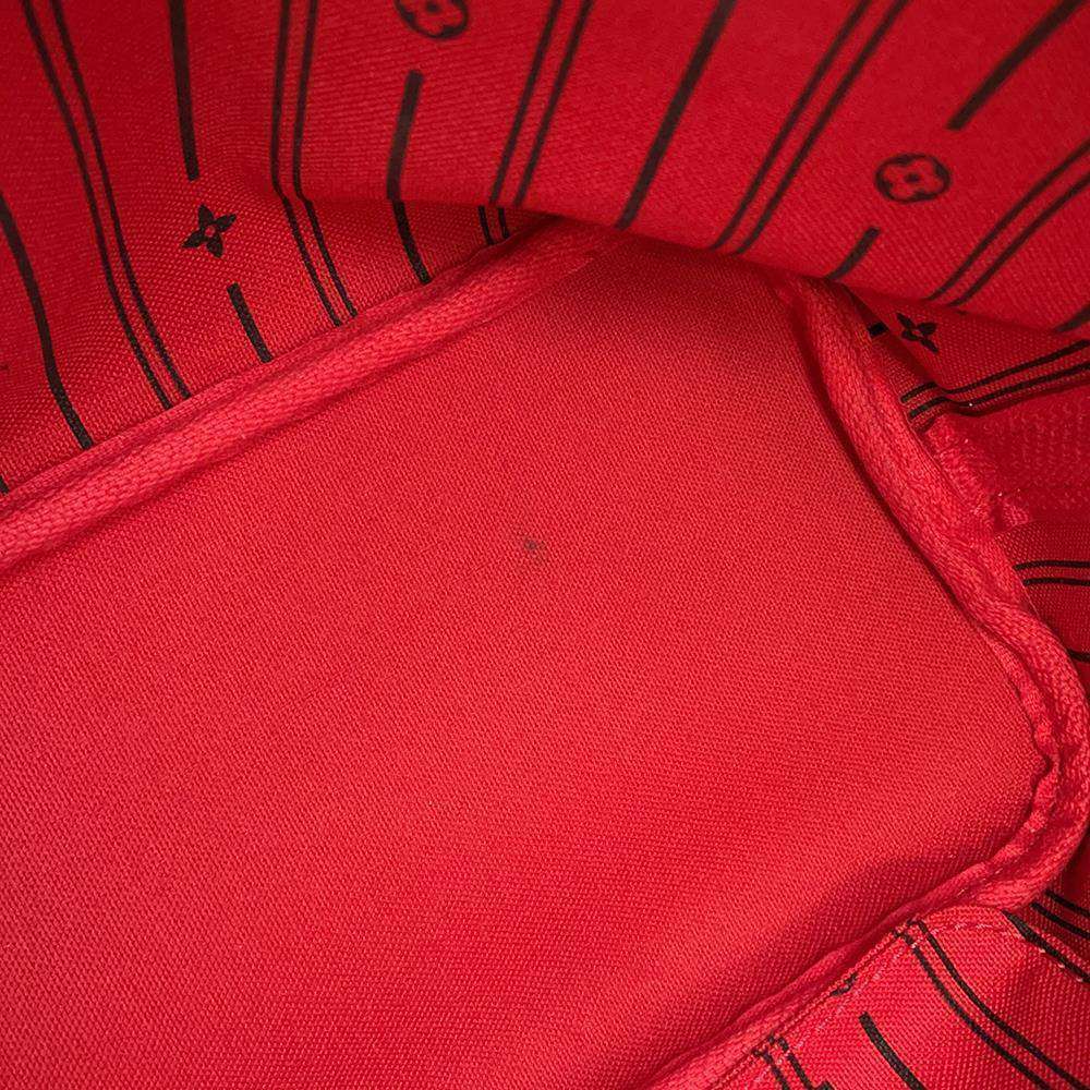 LOUIS VUITTON Neverfull Red N51109 Damier Ebene Canvas Size PM