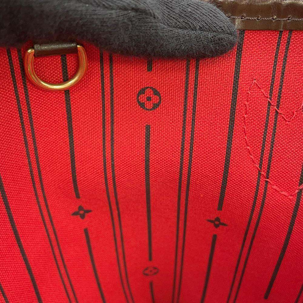 LOUIS VUITTON Neverfull Red N51109 Damier Ebene Canvas Size PM