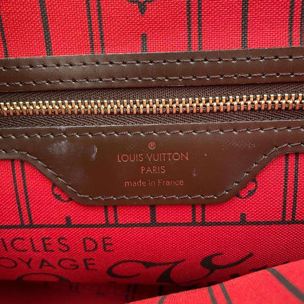 LOUIS VUITTON Neverfull Red N51109 Damier Ebene Canvas Size PM