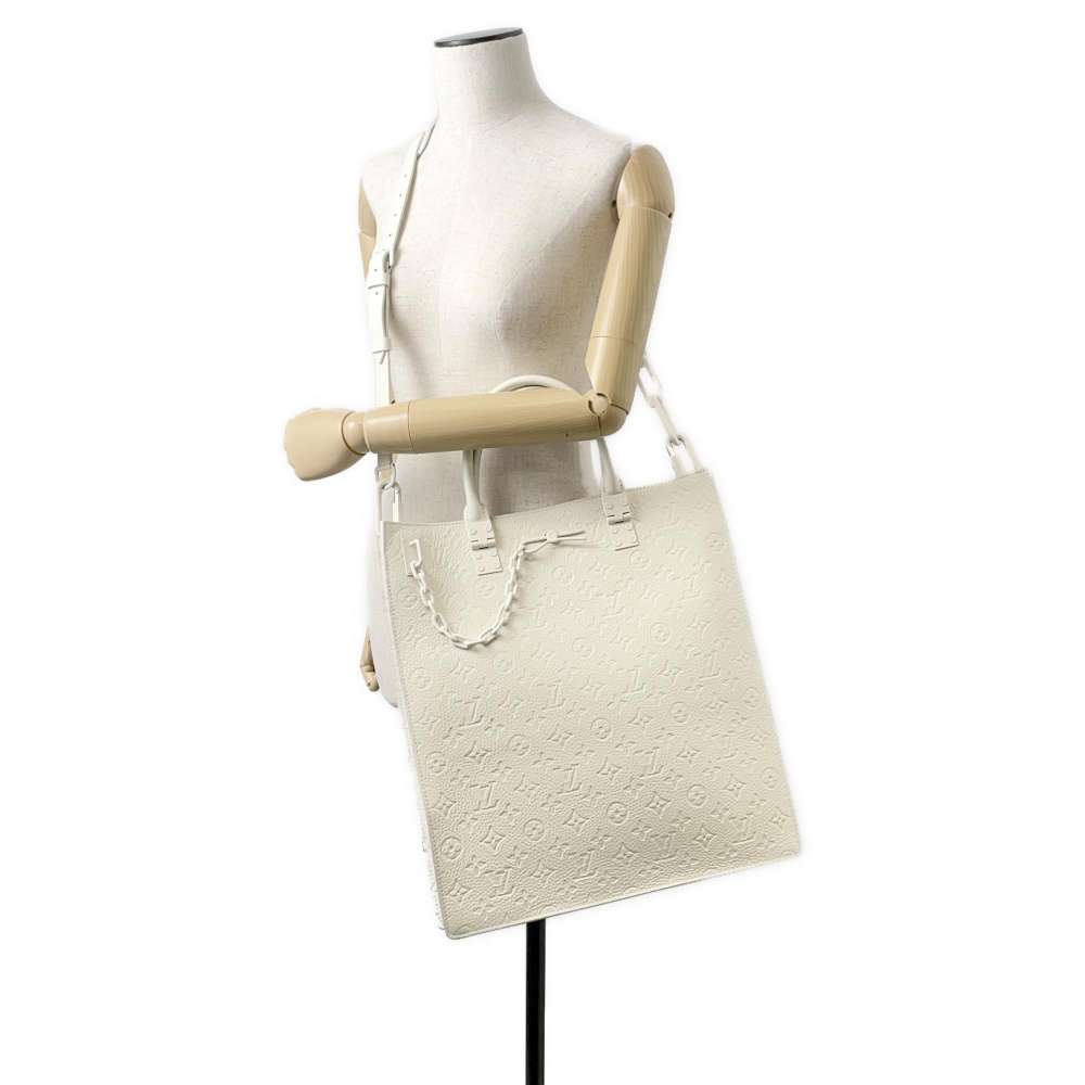 LOUIS VUITTON Sac Plat Virgil Abloh White M53265 Taurillon Leather Monogram・Pattern