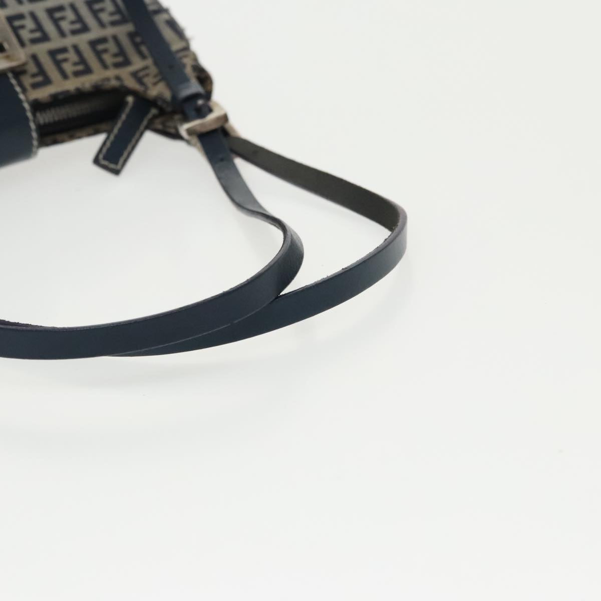 FENDI Zucchino Canvas Mamma Shoulder Bag Navy Silver 96172