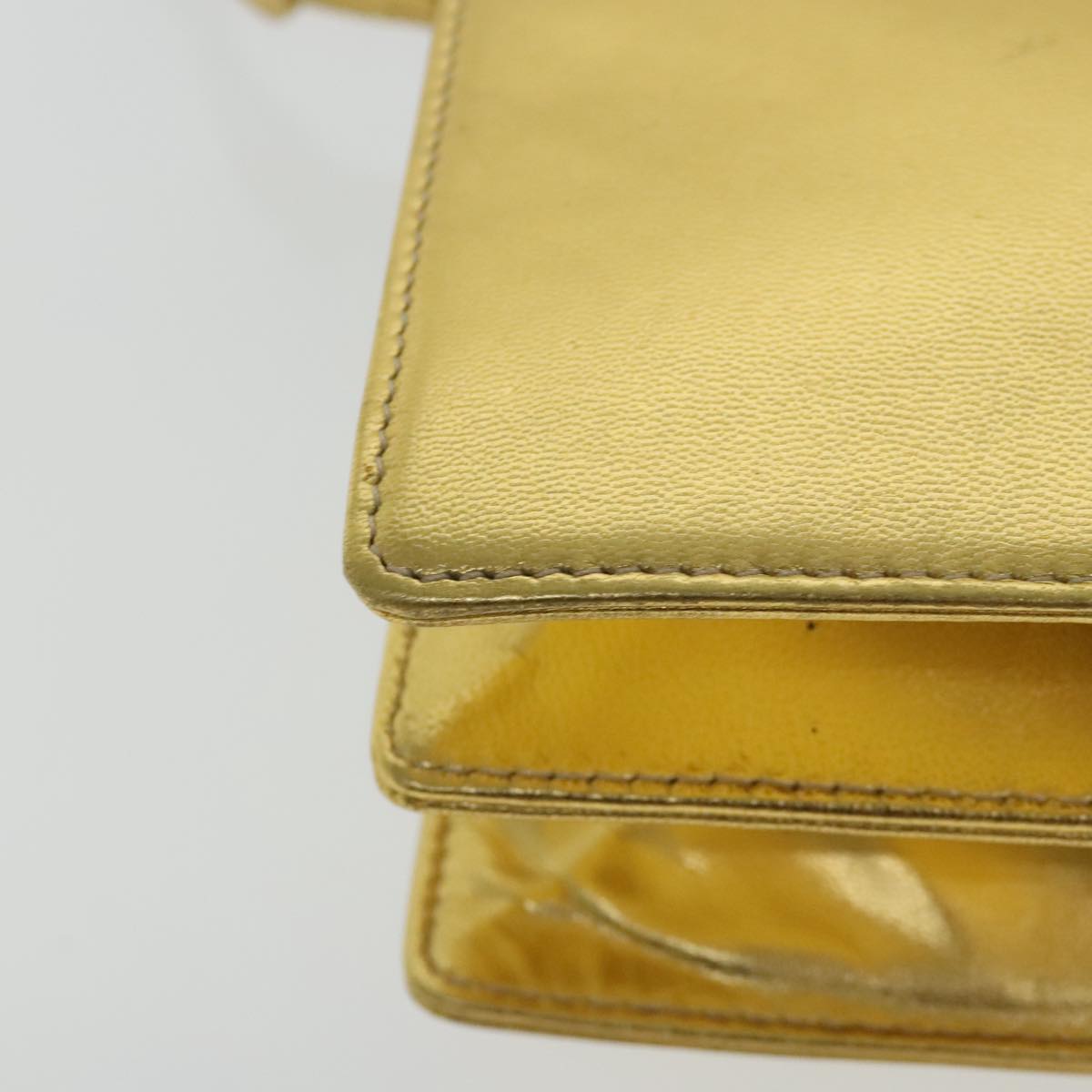 FENDI Hand Bag Leather Silver Gold 96184