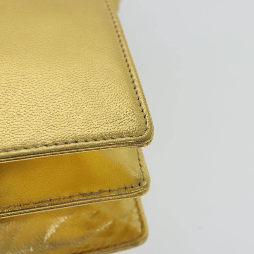 FENDI Hand Bag Leather Silver Gold 96184