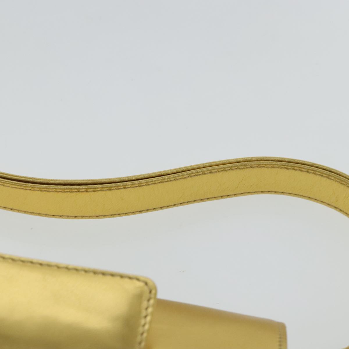 FENDI Hand Bag Leather Silver Gold 96184