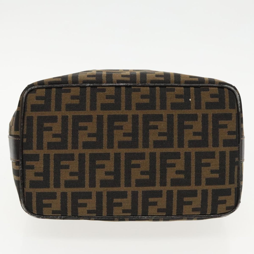 FENDI Zucca Canvas Vanity Hand Bag Brown Black gold 96206
