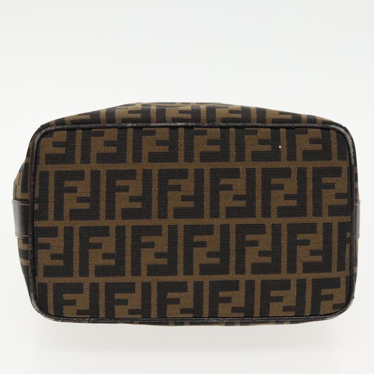 FENDI Zucca Canvas Vanity Hand Bag Brown Black gold 96206