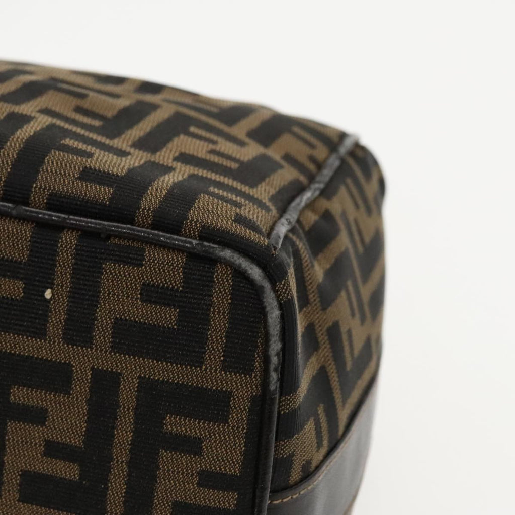 FENDI Zucca Canvas Vanity Hand Bag Brown Black gold 96206