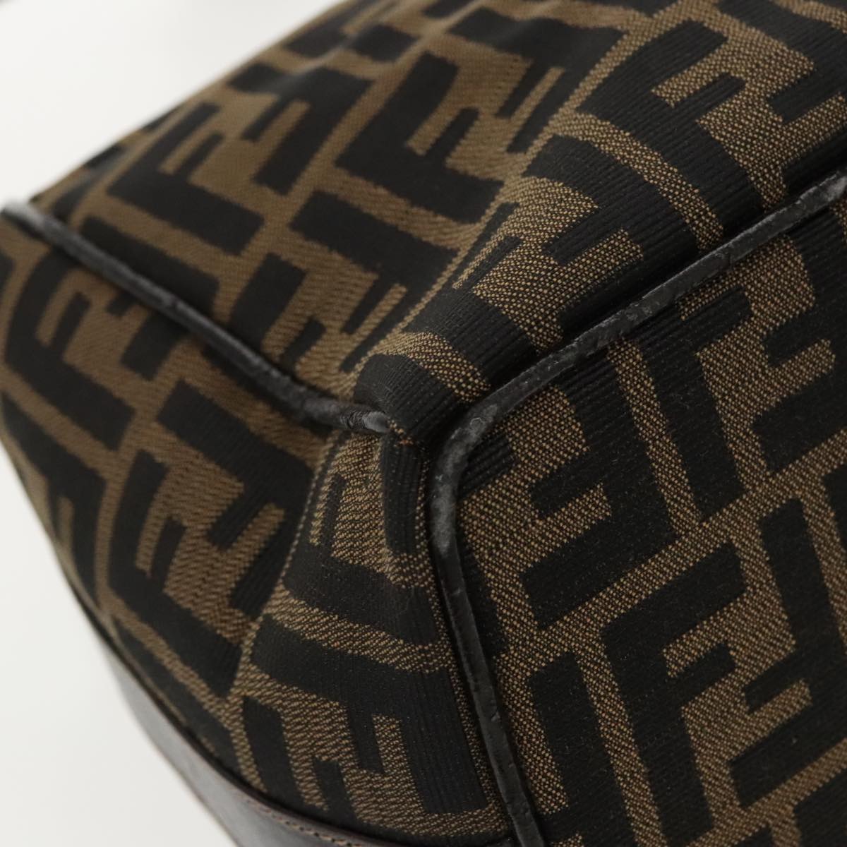 FENDI Zucca Canvas Vanity Hand Bag Brown Black gold 96206