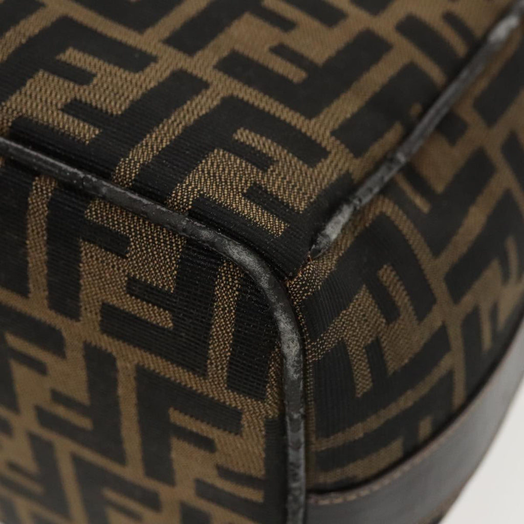 FENDI Zucca Canvas Vanity Hand Bag Brown Black gold 96206