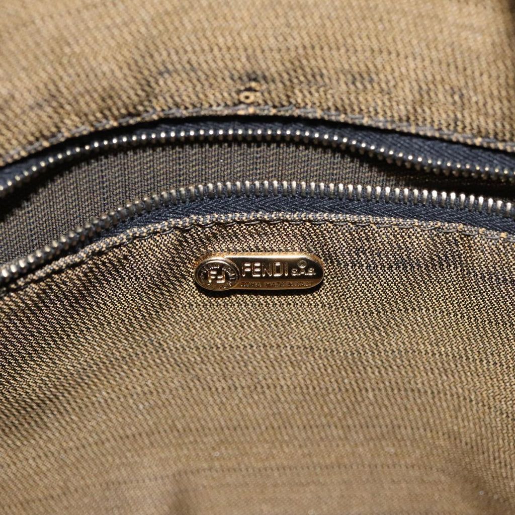 FENDI Zucca Canvas Vanity Hand Bag Brown Black gold 96206