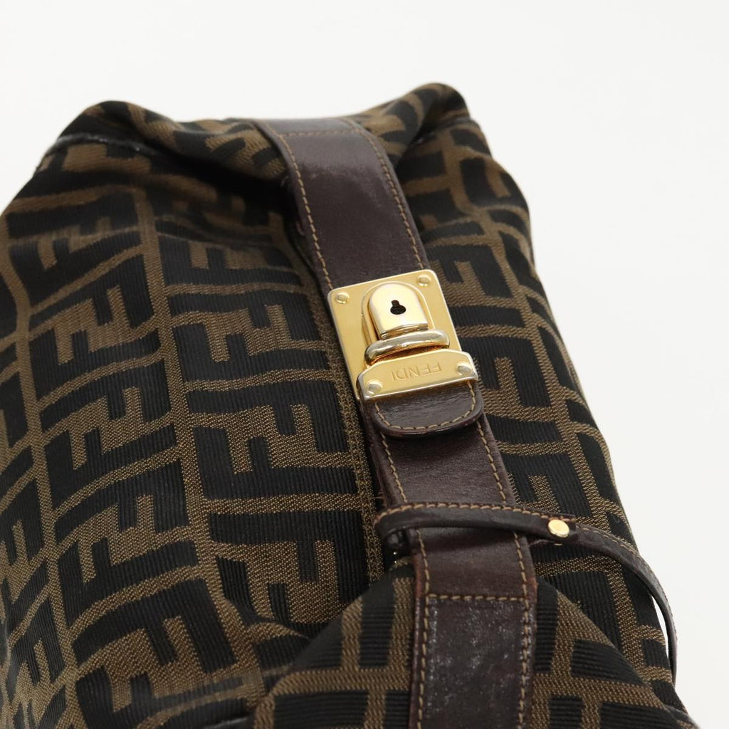 FENDI Zucca Canvas Vanity Hand Bag Brown Black gold 96206