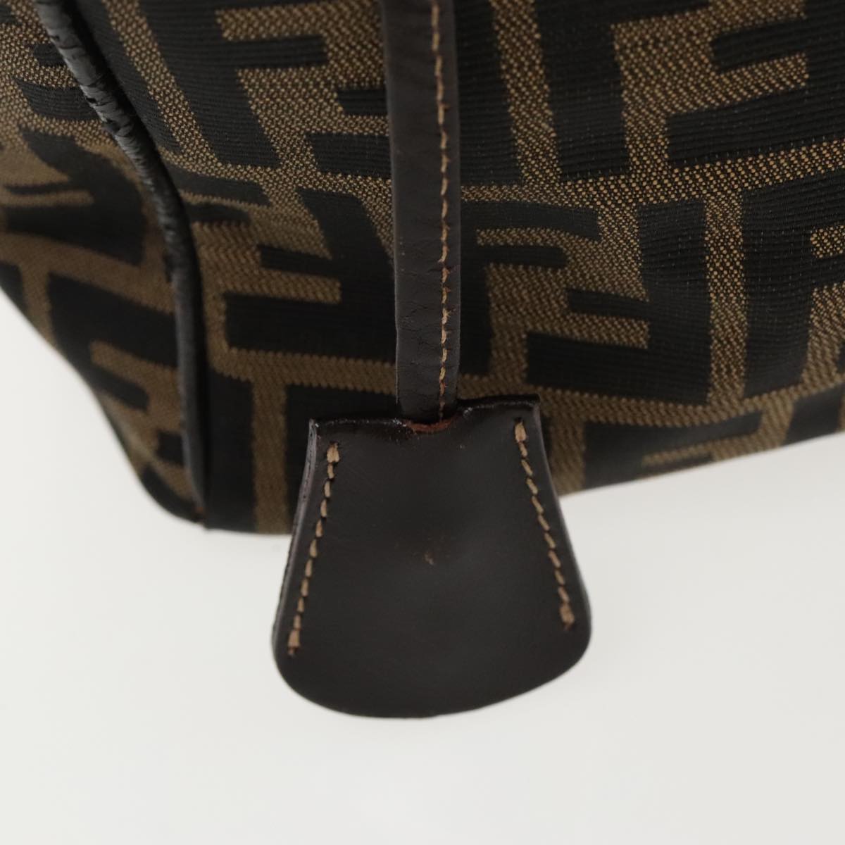 FENDI Zucca Canvas Vanity Hand Bag Brown Black gold 96206