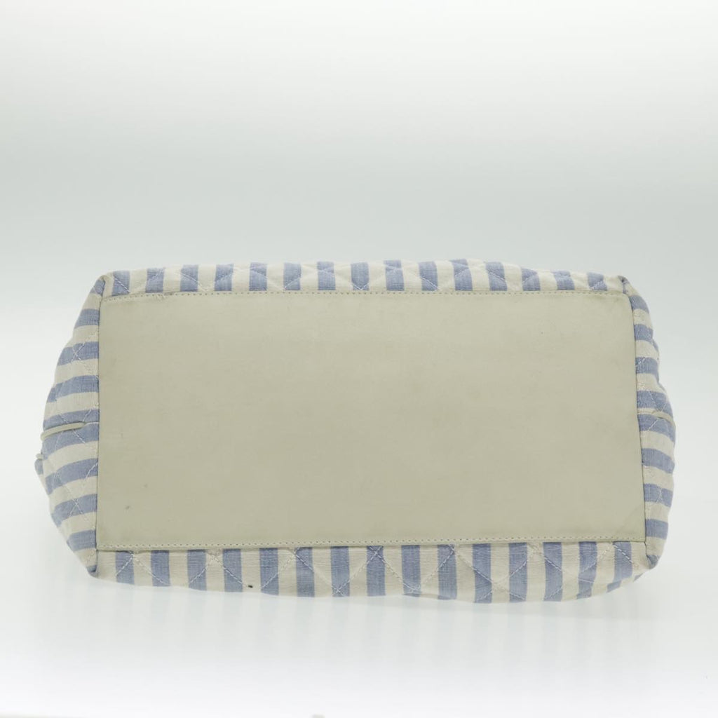CHANEL Shoulder Bag Canvas Gold Blue CC 96215A