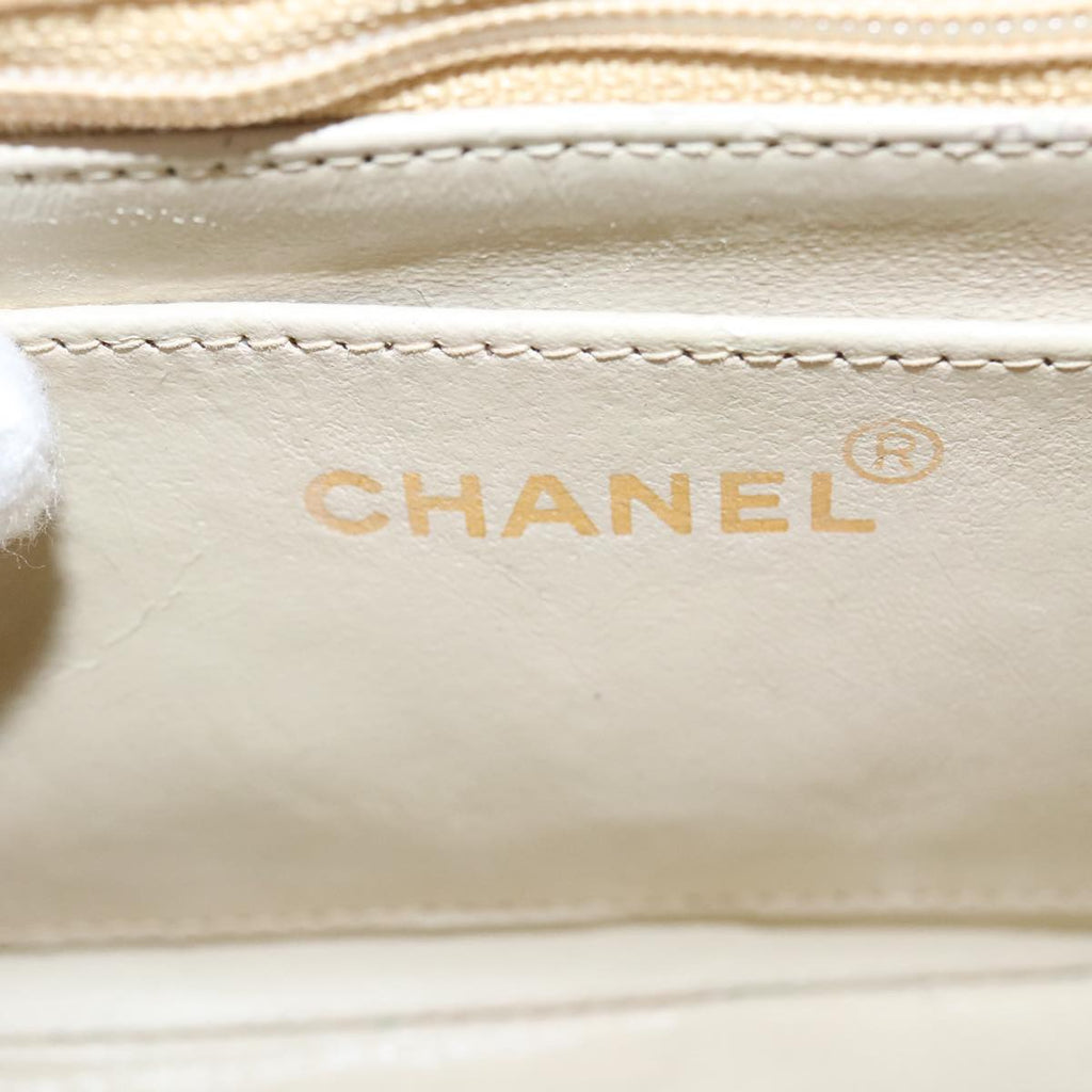 CHANEL Matelasse Chain Shoulder Bag Canvas Beige Gold CC 96216