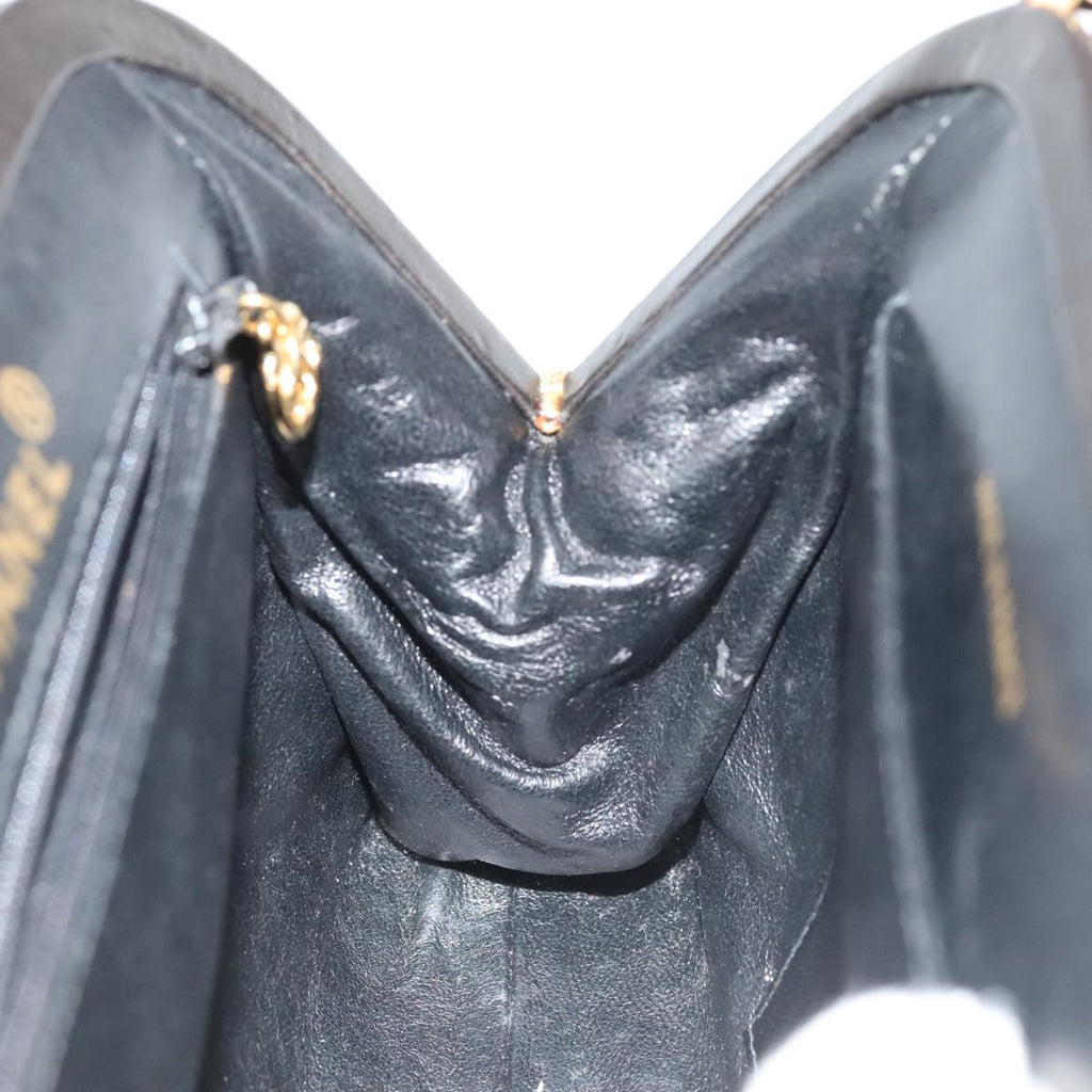 CHANEL Matelasse Chain Shoulder Bag Lamb Skin Black Gold CC 96218A