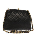 CHANEL Matelasse Chain Shoulder Bag Lamb Skin Black Gold CC 96218A