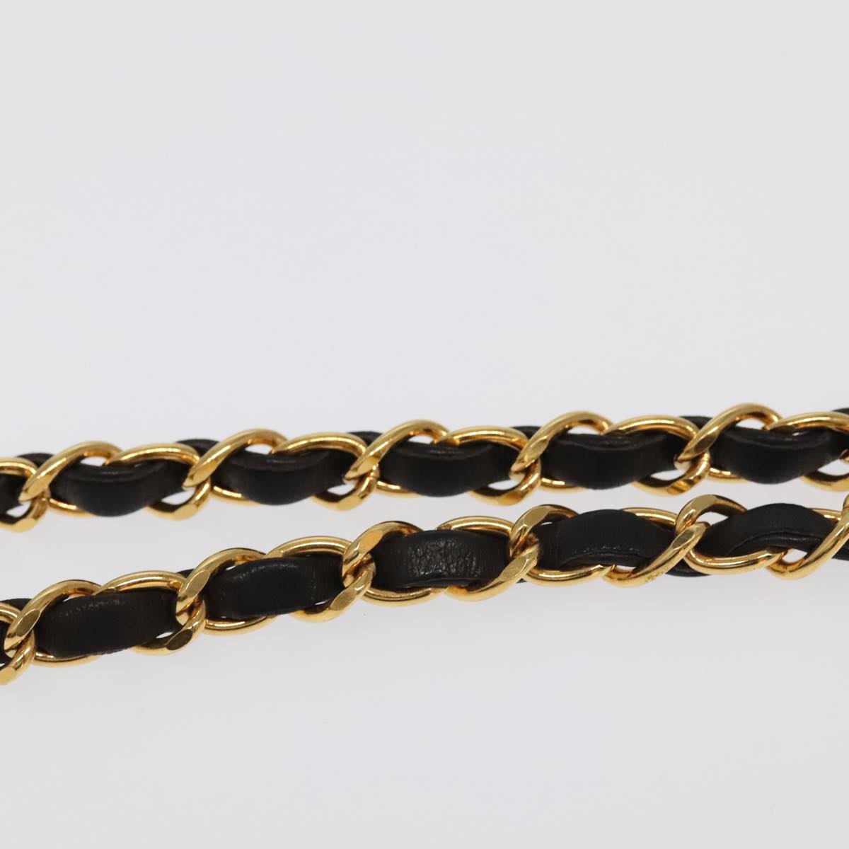 CHANEL Matelasse Chain Shoulder Bag Lamb Skin Black Gold CC 96218A