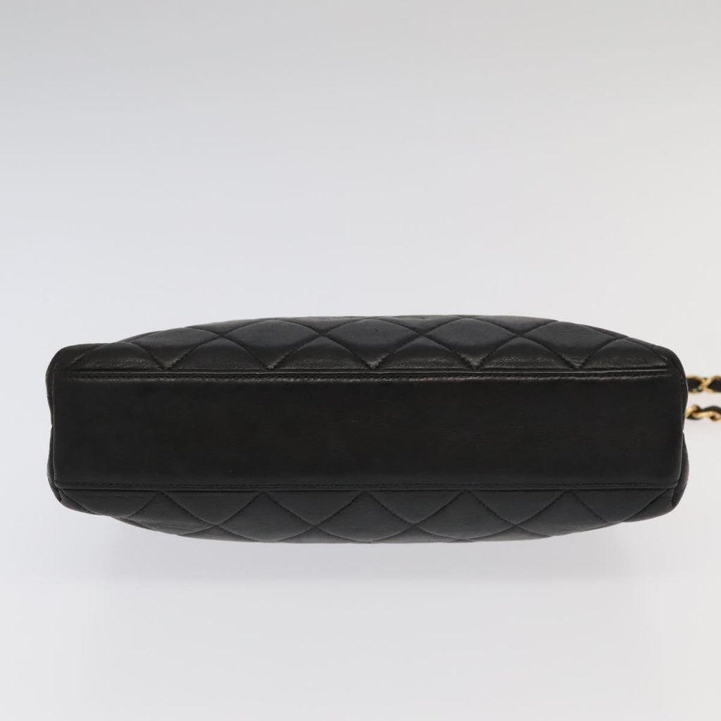 CHANEL Matelasse Chain Shoulder Bag Lamb Skin Black Gold CC 96218A