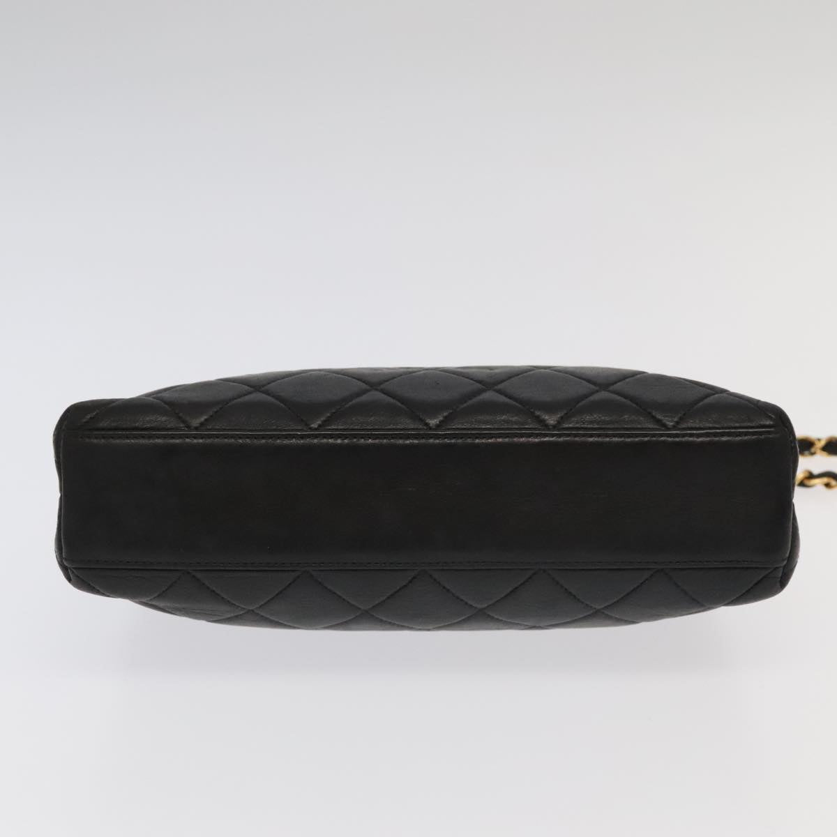 CHANEL Matelasse Chain Shoulder Bag Lamb Skin Black Gold CC 96218A