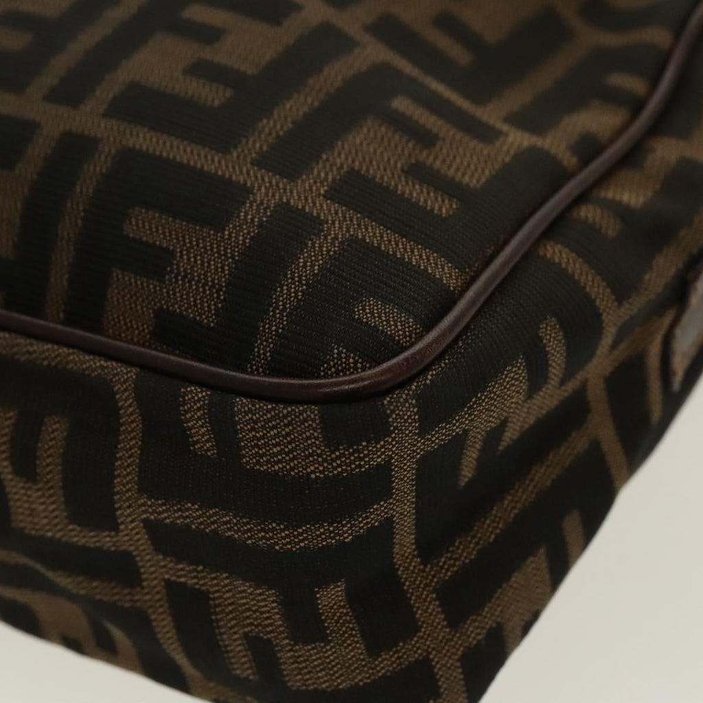 FENDI Zucca Canvas Shoulder Bag Black Brown gold 96320