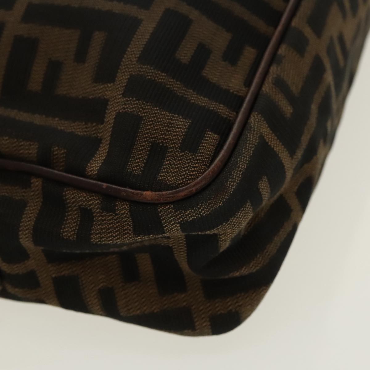 FENDI Zucca Canvas Shoulder Bag Black Brown gold 96320