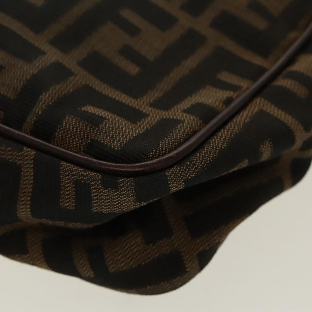 FENDI Zucca Canvas Shoulder Bag Black Brown gold 96320