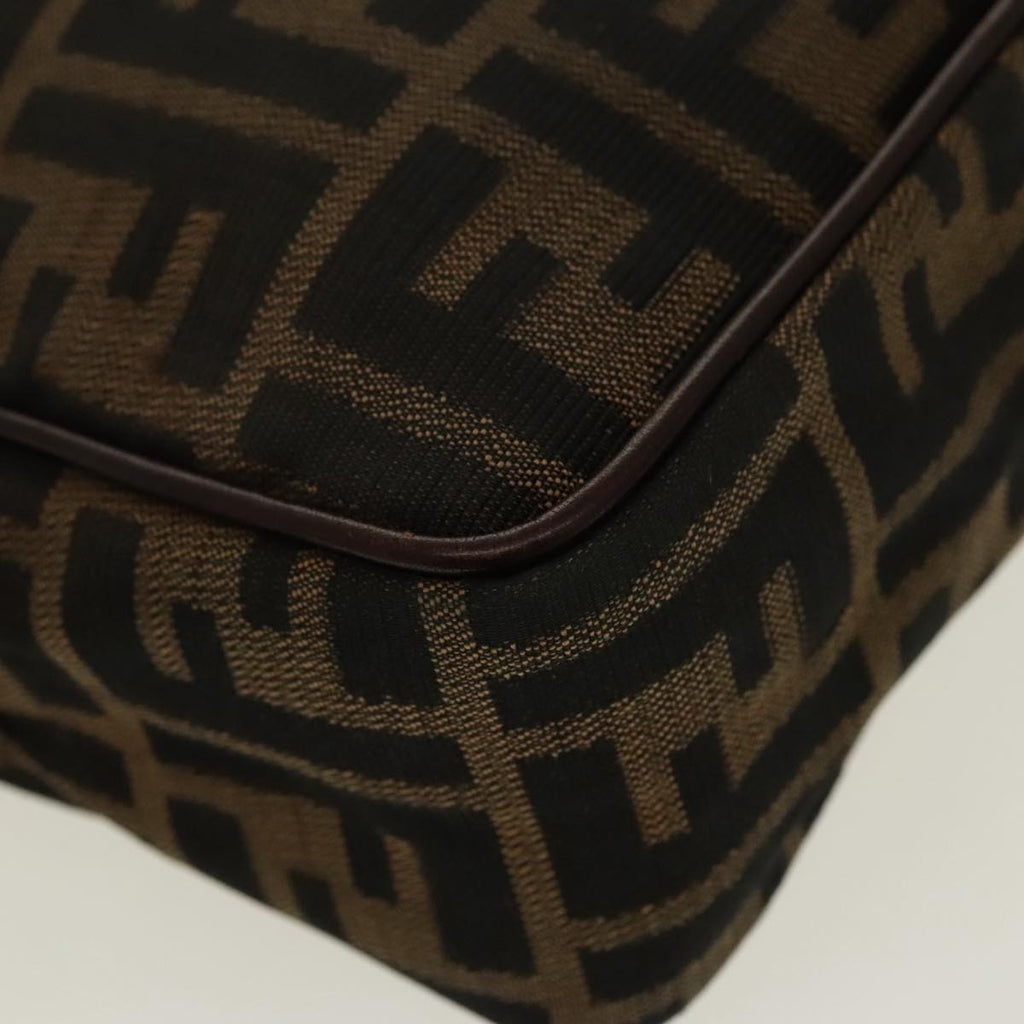 FENDI Zucca Canvas Shoulder Bag Black Brown gold 96320