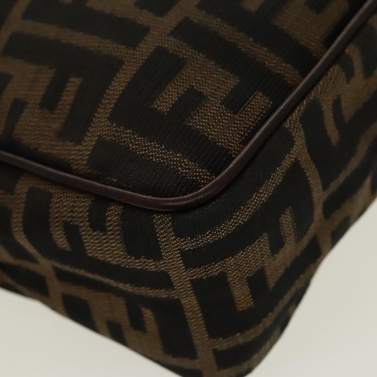 FENDI Zucca Canvas Shoulder Bag Black Brown gold 96320