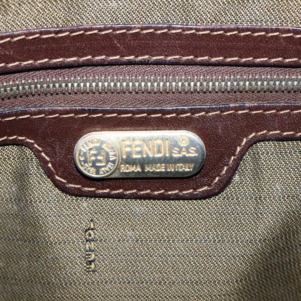FENDI Zucca Canvas Shoulder Bag Black Brown gold 96320