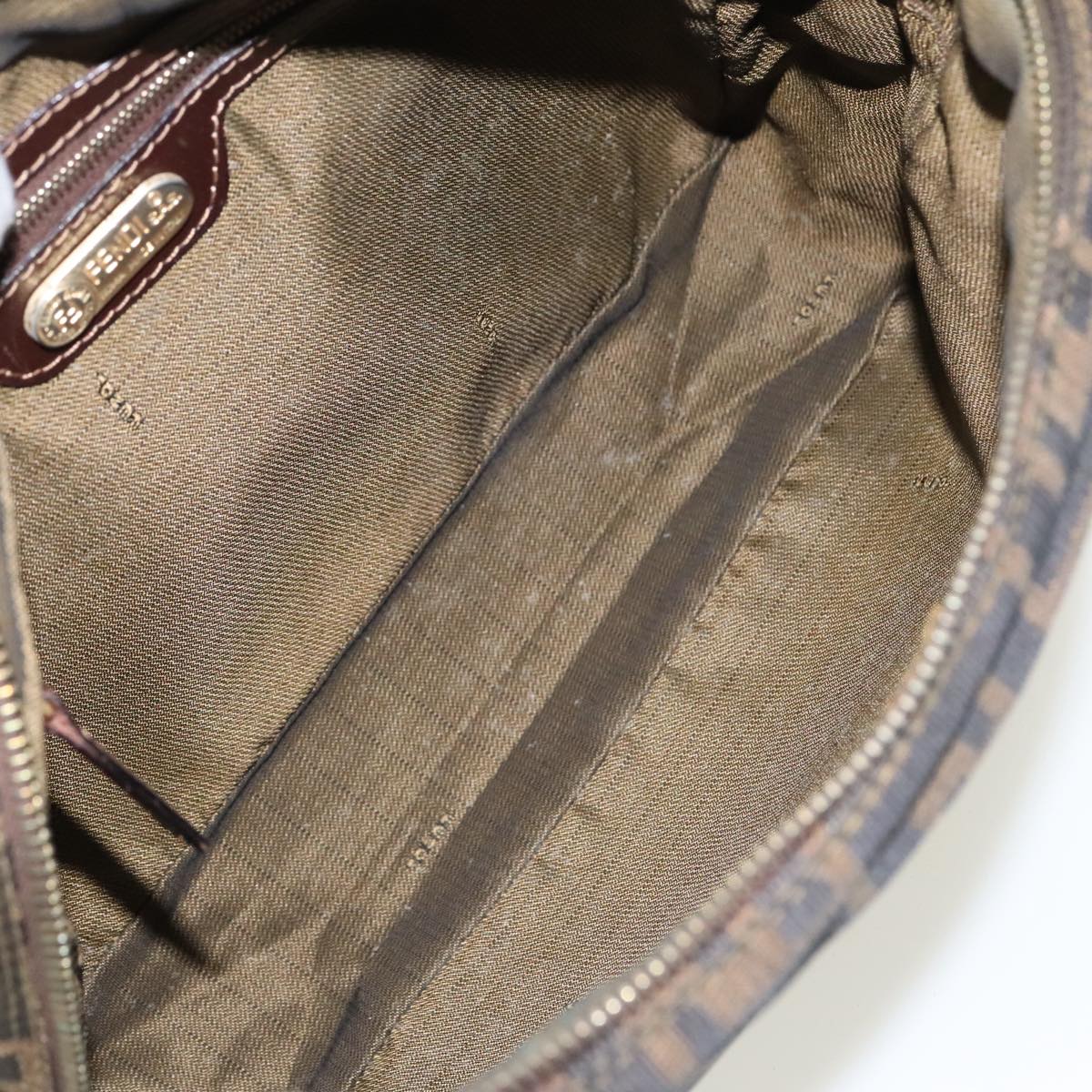 FENDI Zucca Canvas Shoulder Bag Black Brown gold 96320