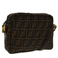 FENDI Zucca Canvas Shoulder Bag Black Brown gold 96320