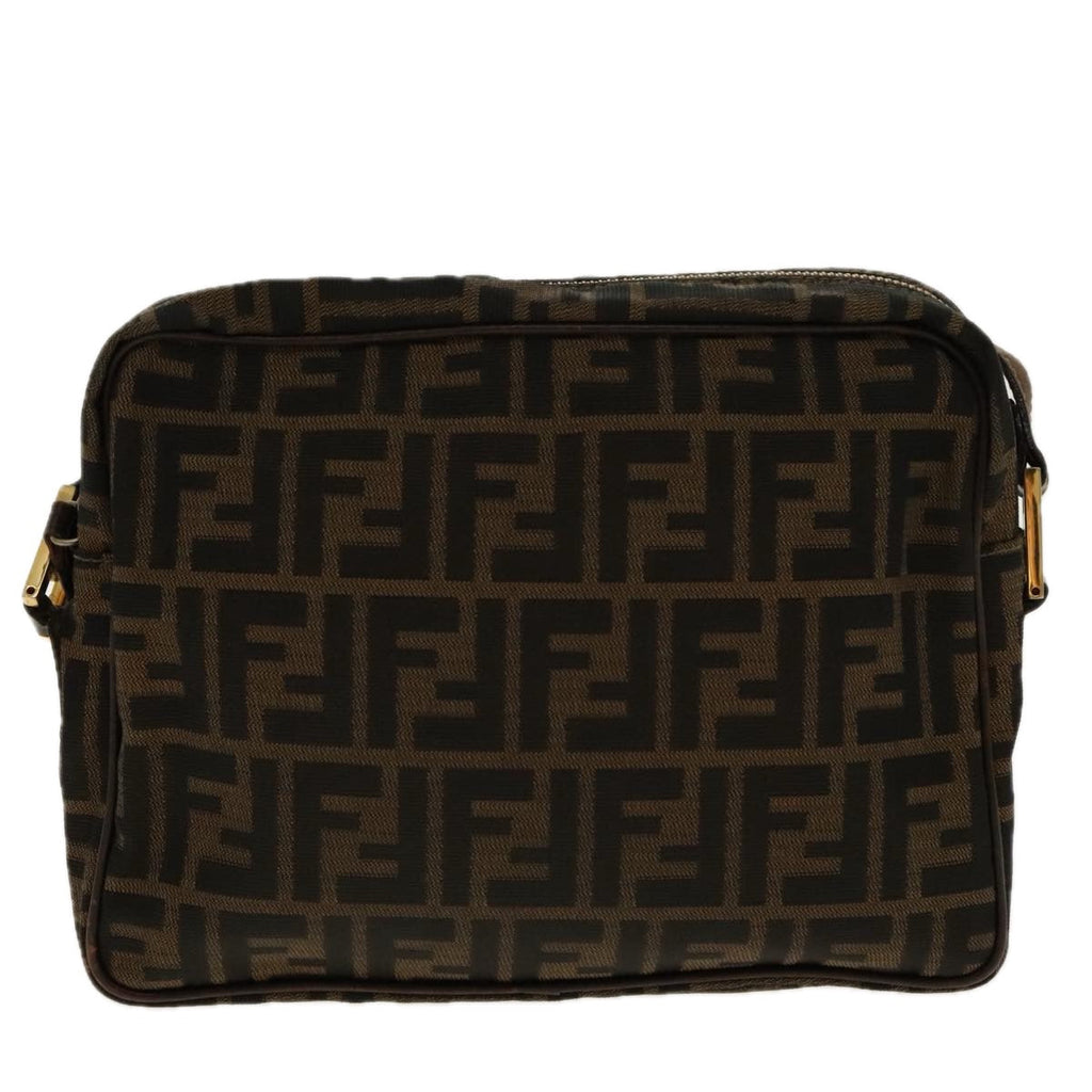 FENDI Zucca Canvas Shoulder Bag Black Brown gold 96320