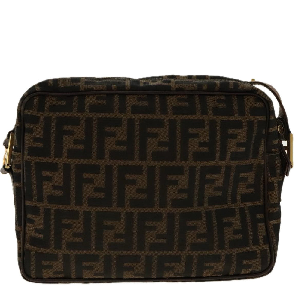 FENDI Zucca Canvas Shoulder Bag Black Brown gold 96320